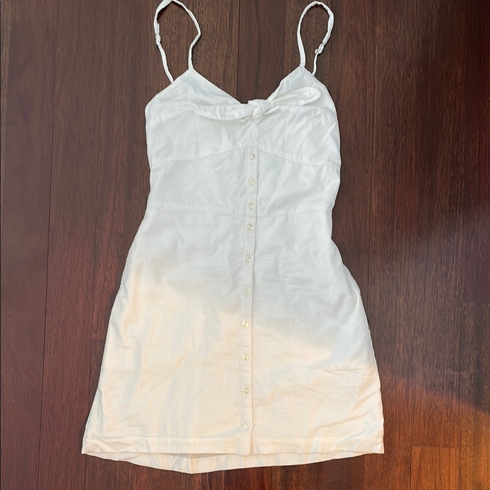 White Sleeveless Button-Down Dress